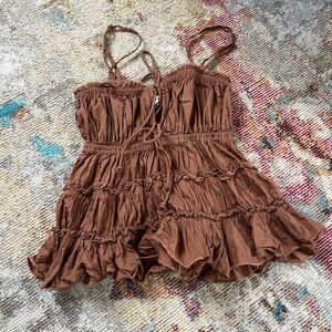 Aerie Brown Ruffled Top
